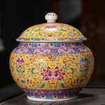 Jingdezhen Ceramic Enamel Antique Jar Household Tea Jar Sealed Storage Utensils Pu'er Storage Tea Caddy With Lid