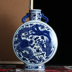 Jingdezhen Antique Blue And White Vase With Dragon Pattern Double Ears Vase Ancient Ming and Qing Porcelain