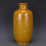 Antique Yellow Glaze Embossed Dragon Home Decoration Porcelain Flower Vase Collection Vase