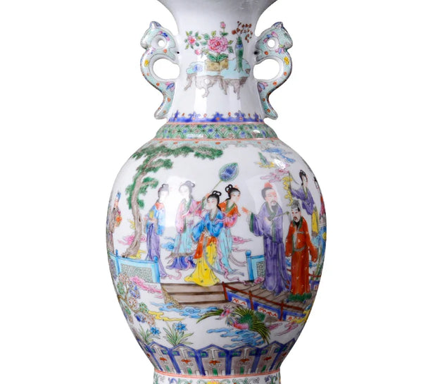 Jingdezhen Porcelain Vases Hand Painted Ladies' pictures Antique Famille Rose Porcelain Living Room Home Decoration Chinese Vase