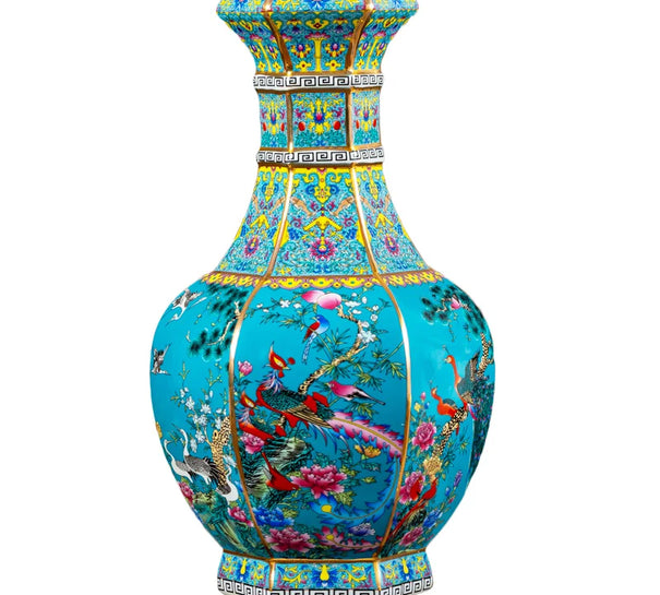 Jingdezhen Ceramics Antique Qianlong Retro Enamel Vase Ornaments Chinese Style Living Room Flower Vase Antique Ornaments