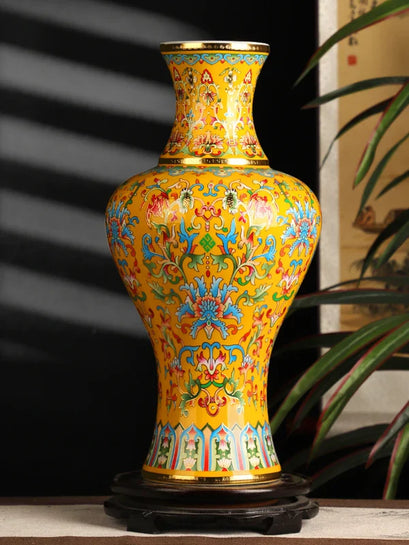 Jingdezhen Porcelain Antique Enamel Large Vase Flower Arrangement Chinese Home Living Room Decoration