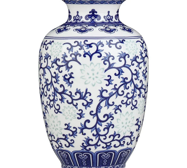 Jingdezhen Rice-pattern Porcelain Chinese Vase Antique Blue-and-white Bone China Decorated Ceramic Vase