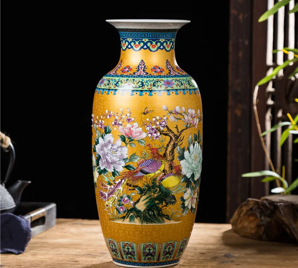 Jingdezhen Ceramic Vase New Chinese Living Room Decorative Ornaments Enamel Vase