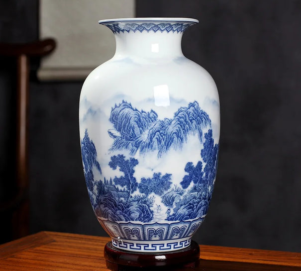 Jingdezhen Ceramics Under-glazed Blue and white porcelain new Chinese style Vase Decoration living room flower arrangement