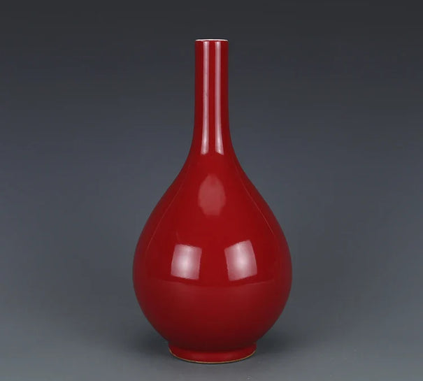 Qing Qianlong Red Vase Antique Porcelain Antique Collection Handmade Ornaments