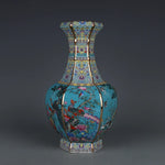 Qianlong Enamel Hexagons Vase With Flower And Bird Pattern Jingdezhen Antique Ceramic Vase