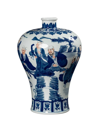 Jingdezhen Ceramic Antique Hand-painted Blue and White Vase Home, Living Room Study Chinese Decorative Ornaments