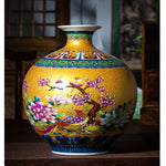 Jingdezhen ceramic vases enamel Caragana vase ornaments living room flower arrangement ancient Chinese enamel  pomegranate vase