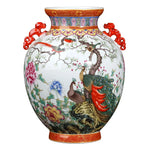 Jingdezhen Ceramics Enamel Peacock Vase Chinese Antique Living Room Flower Arrangement TV Cabinet Home Decoration