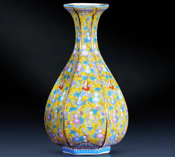 Jingdezhen Ceramic Vase Imitating Yongzheng Enamel Antique Retro Arrangements New Chinese Home Living Room Decorations