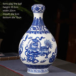 Jingdezhen ceramics hand-painted antique blue and White Porcelain Vase ornament living room flower arrangement Chinese style