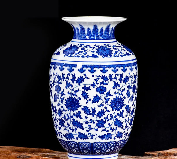 Blue and White Porcelain Vase Decoration living room flower arrangement antique decorative crafts Jingdezhen ceramics vases