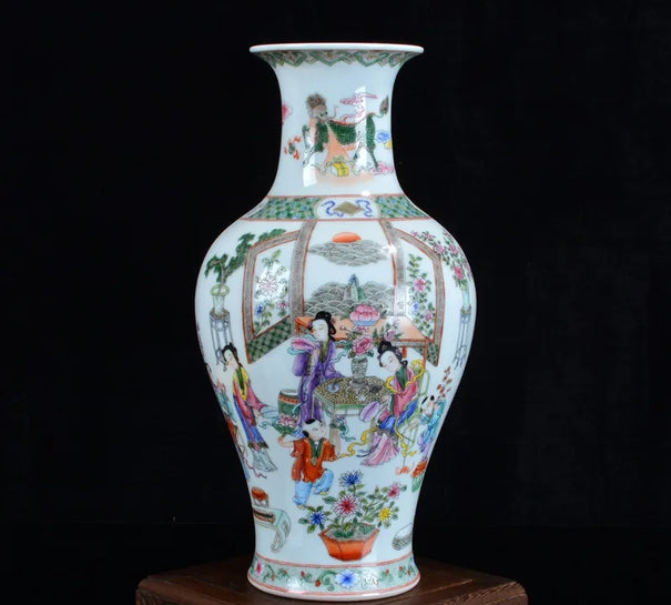 Antique Ceramic Vase Handpainted Ancient Beauty Porcelain Vase Flower Decoration Adornment Handicraft Furnishing Articles