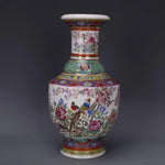 Antique vase with enamel, flowers and birds in Qianlong period of Qing Dynasty